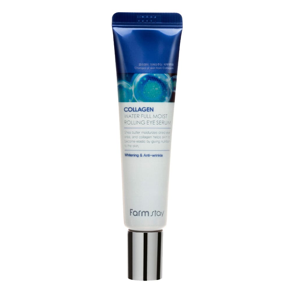 Farmstay Collagen Water Full Moist Rolling Eye Serum masažinis paakių kremas su kolagenu